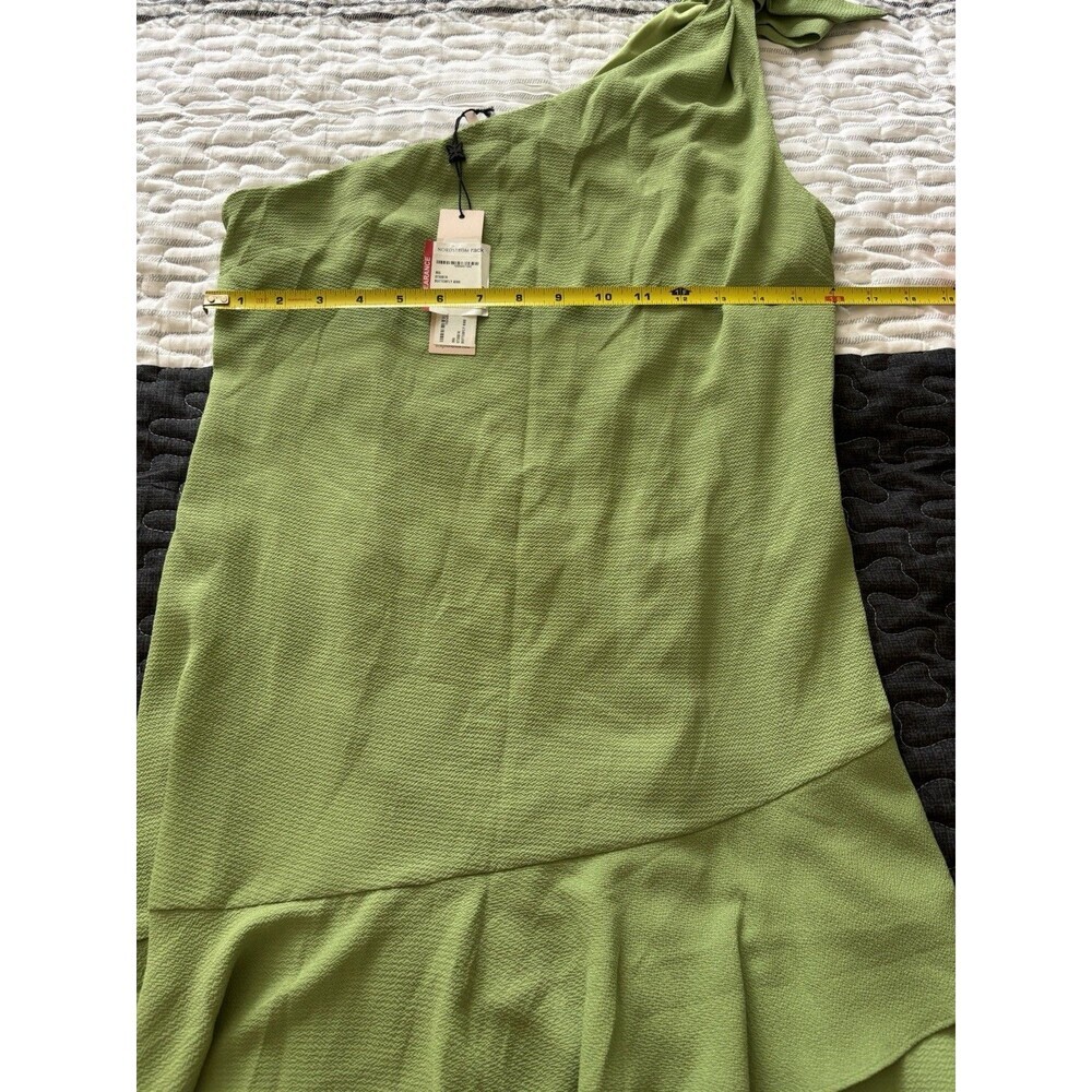 BCBGeneration NWT, Womens One Shoulder Mini Dress Ruffled Bottom, Size 8 Sage - Picture 6 of 9